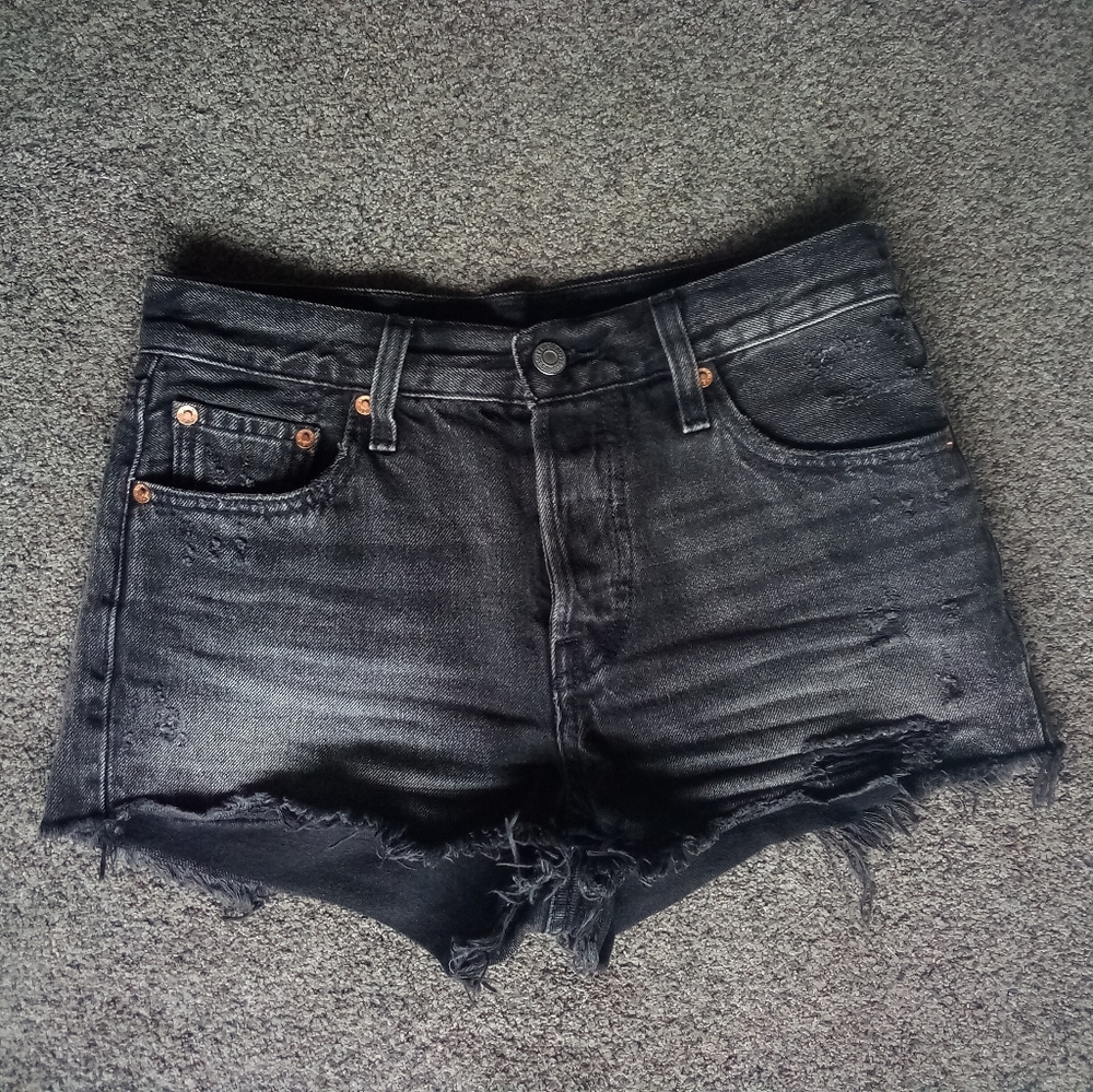 Levi's 501 Faded Black Wash Denim Jean Shorts
